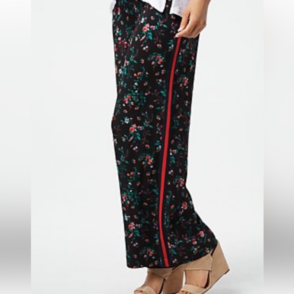 DU JOUR Floral Black Pants